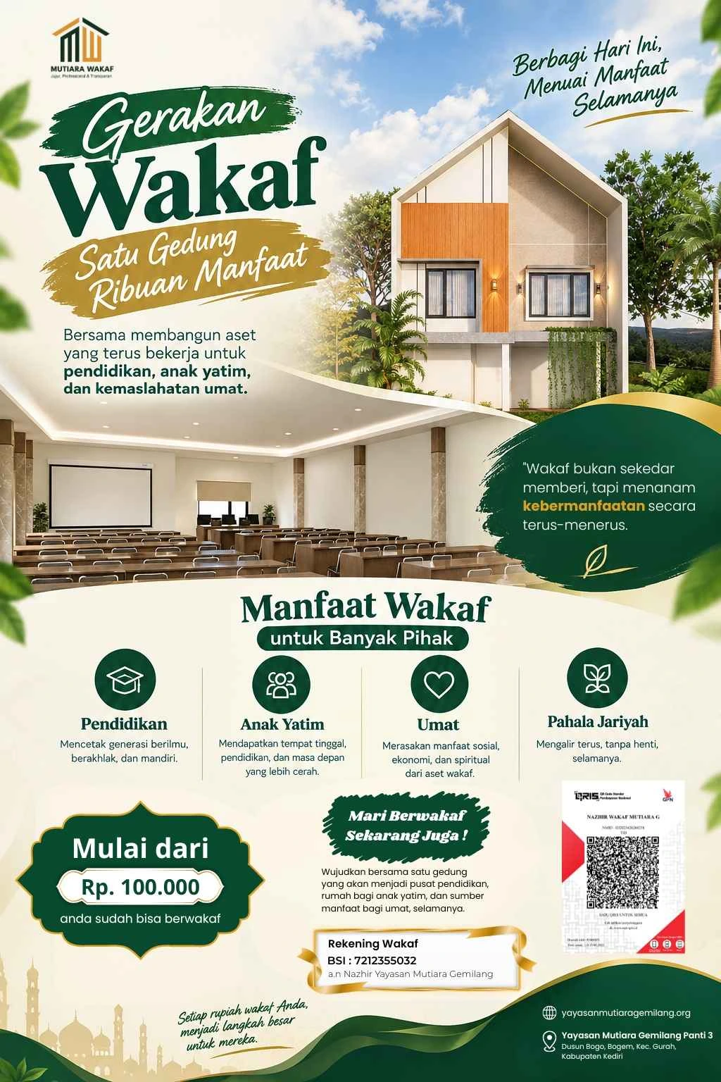 Gerakan Wakaf Satu Gedung Ribuan Manfaat